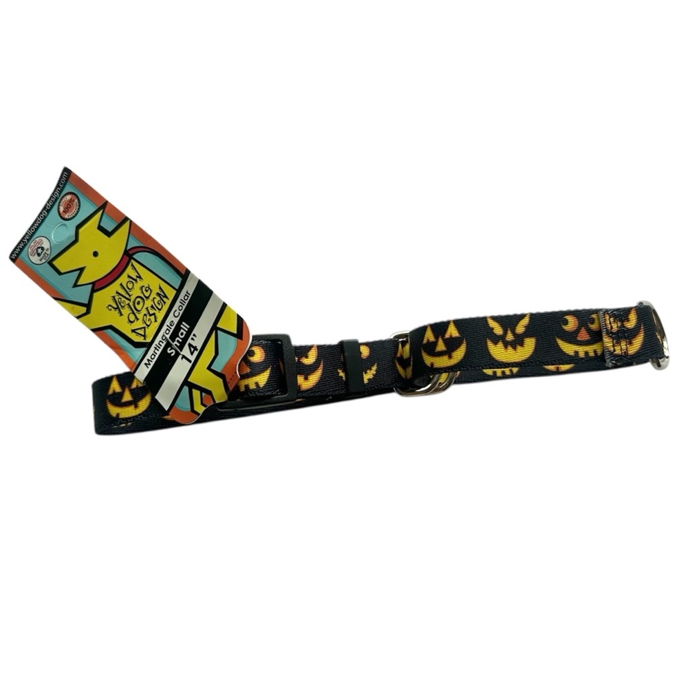 NEW Martingale Dog Collar Halloween S Jack O’ Lantern Yellow Dog Design Black